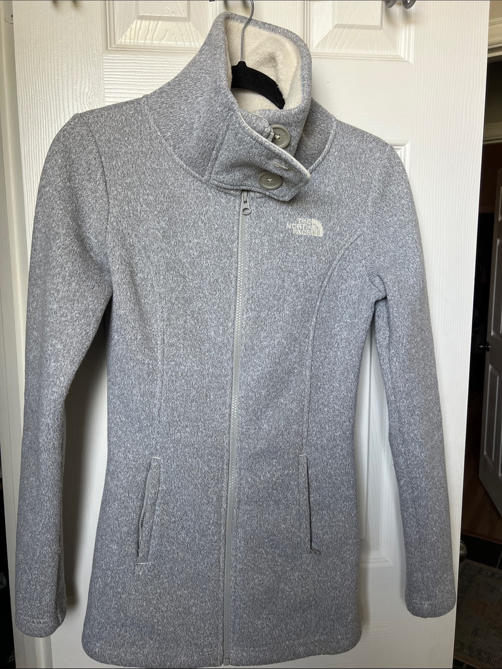 The North Face Women's Light Gray Fleece-Lined Pea Coat